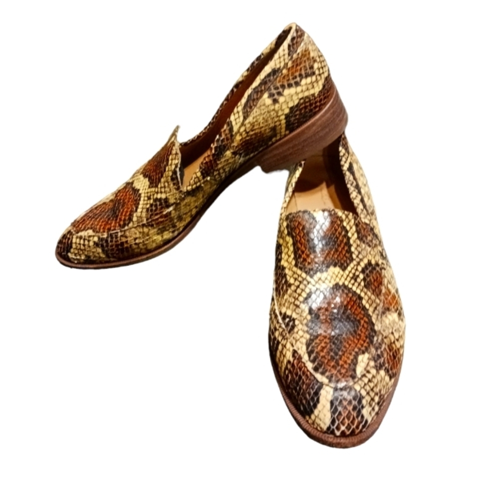 Madewell The Frances Loafer Snakeskin Embossed Leather Flat size 7